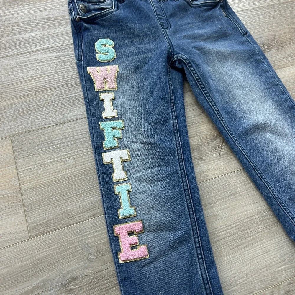 Silver Jeans Taylor Swift SWIFTIE Girls Youth Size‎ 14 Custom Denim Overalls